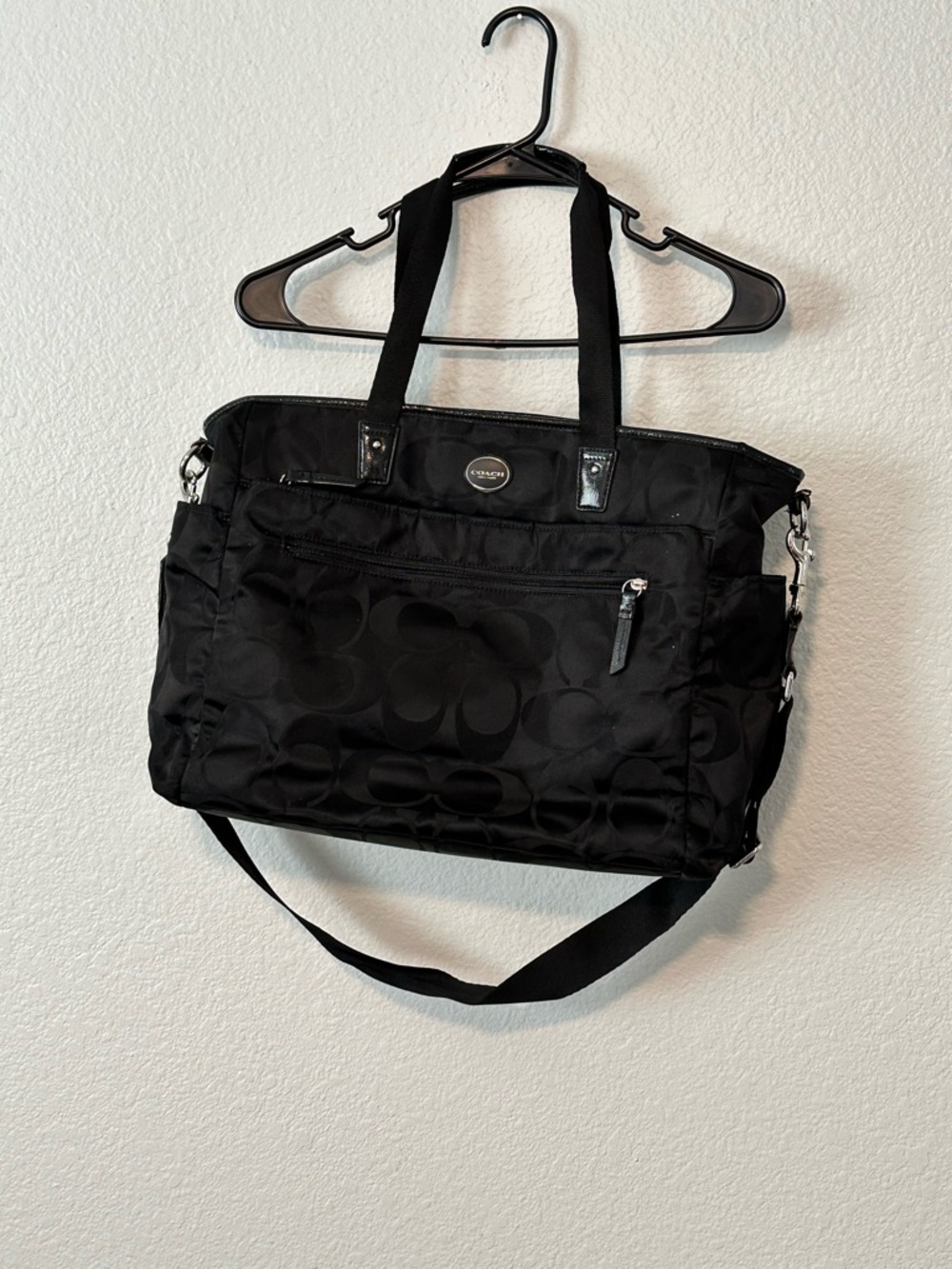 Coach Black Signature Nylon Tote/Diaper Bag